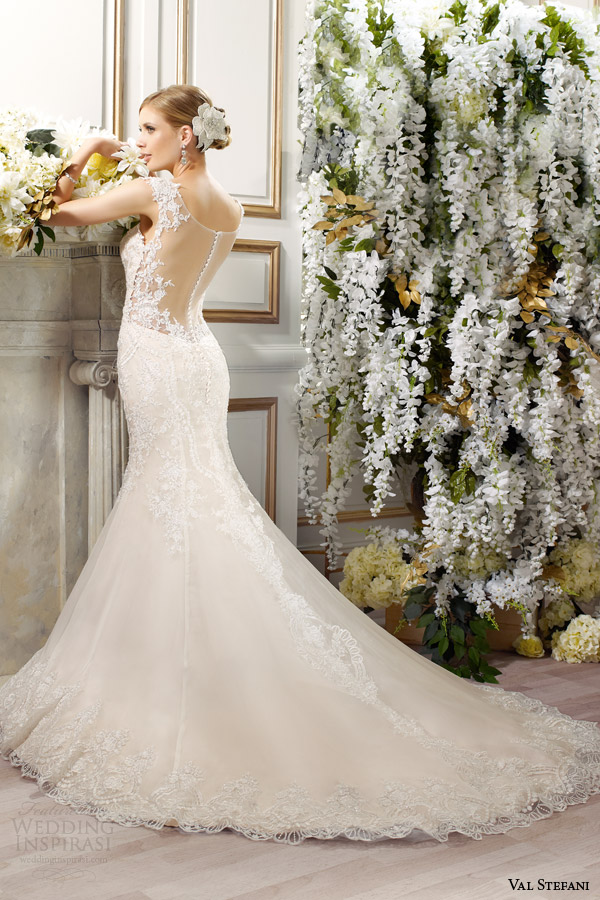 val stefani bridal spring 2015 style d8084 danica mermaid wedding dress embroidered applique straps illusion back view train