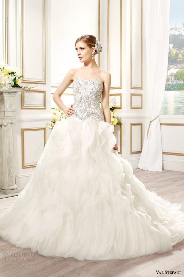 val stefani bridal spring 2015 style d8086 marisol strapless ball gown wedding dress silver embroidery swarovski crytal sweetheart bodice