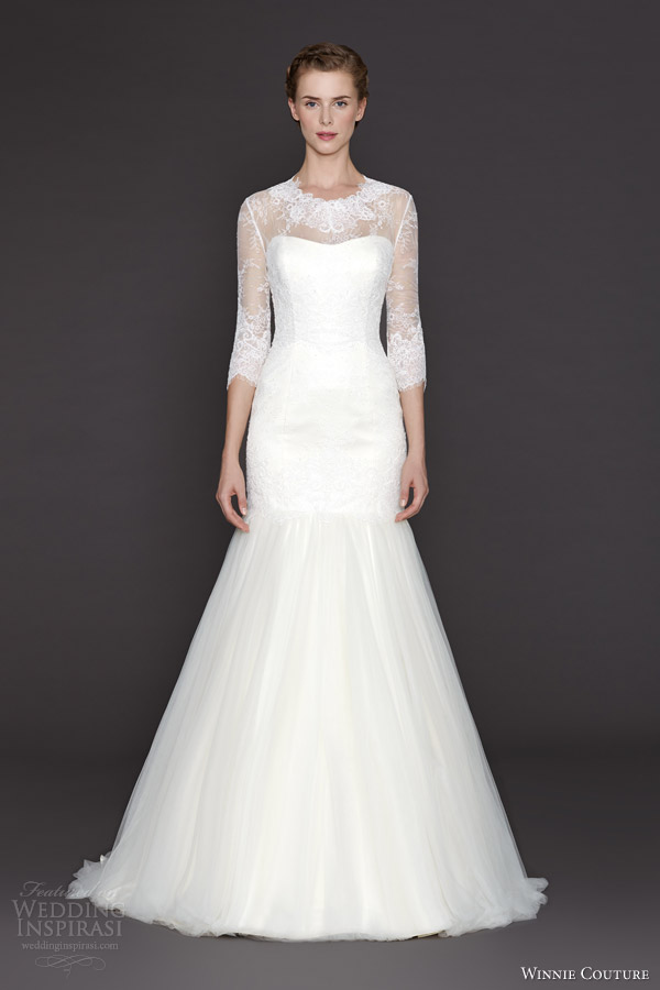 winnie couture bridal fall 2015 marylou long sleeve wedding dress fit and flare trumpet silhouette