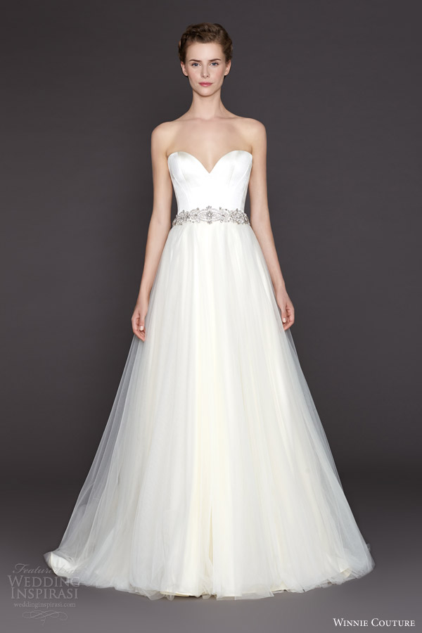 winnie couture fall 2015 essi strapless a line wedding dress beaded belt