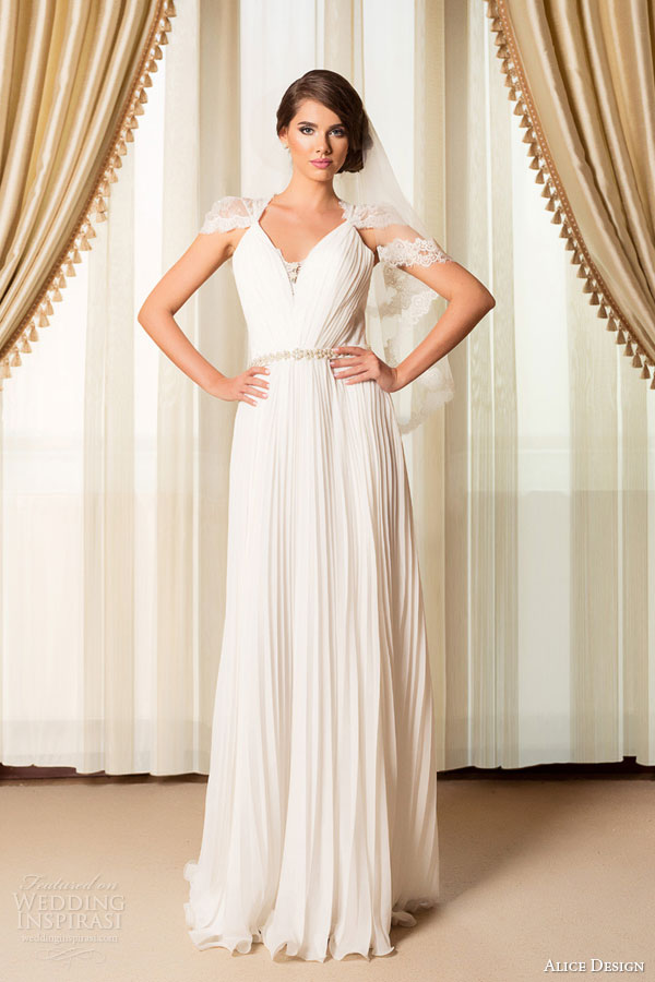 alice design bridal 2015 rochie de mireasa passion 29 pleated wedding dress lace cap sleeves
