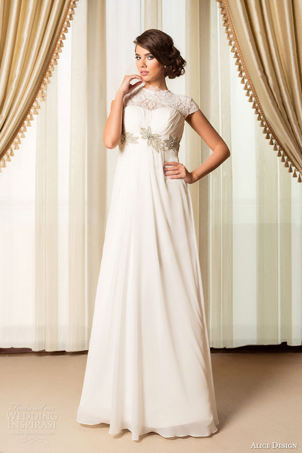 alice design bridal 2015 rochie de mireasa passion collection cap sleeve empire waist wedding dress