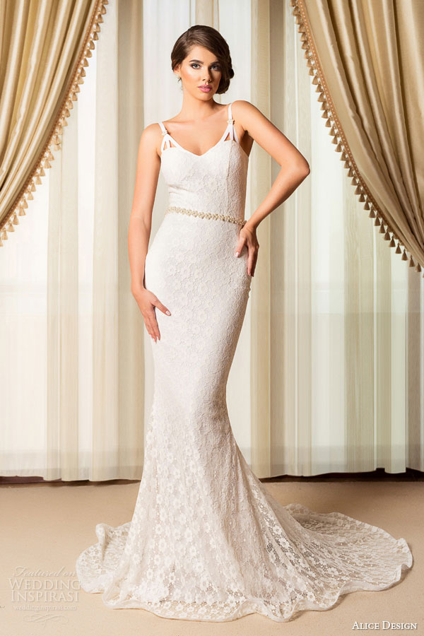 alice design romania bridal 2015 sleeveless sheath lace wedding dress straps