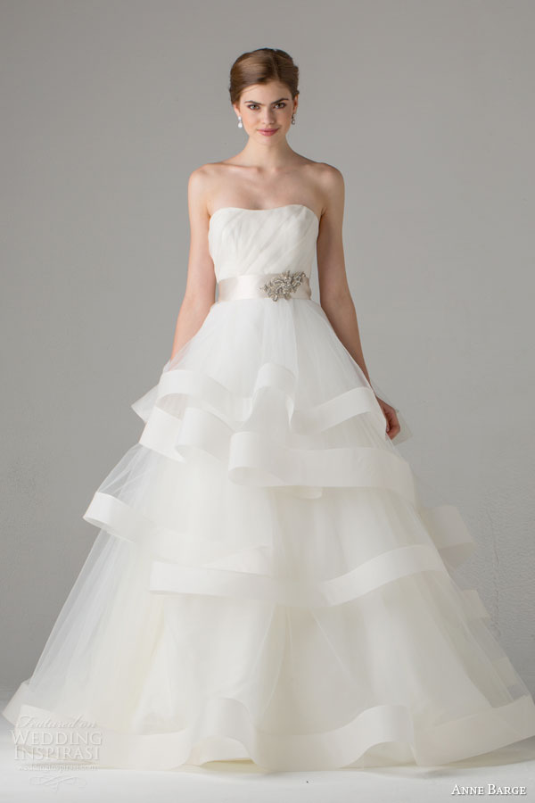 anne barge bridal fall 2015 castellane strapless wedding dress a line tiered skirt