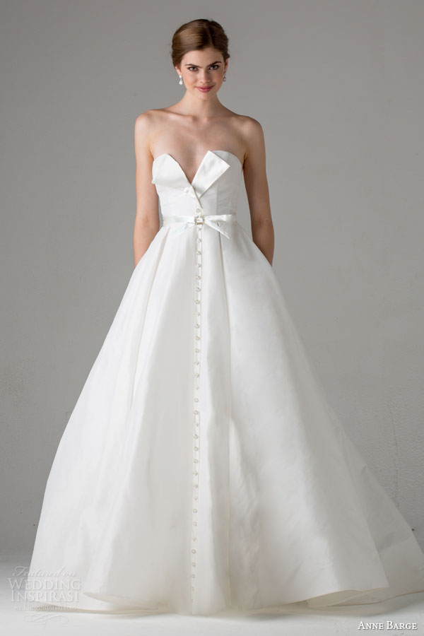 anne barge bridal fall 2015 poppy strapless a line wedding dress button front