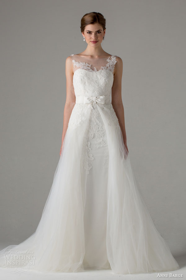 anne barge bridal fall 2015 strasbourg sleeveless wedding dress illusion neckline bateau over skirt