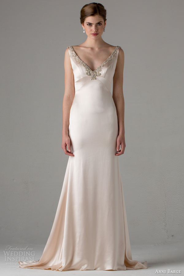 anne barge bridal fall 2015 tallulah sleeveless pale pink wedding dress embellished v neckline