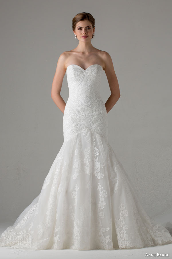 anne barge bridal fall 2015 taylor strapless fit flare sweetheart lace wedding dress