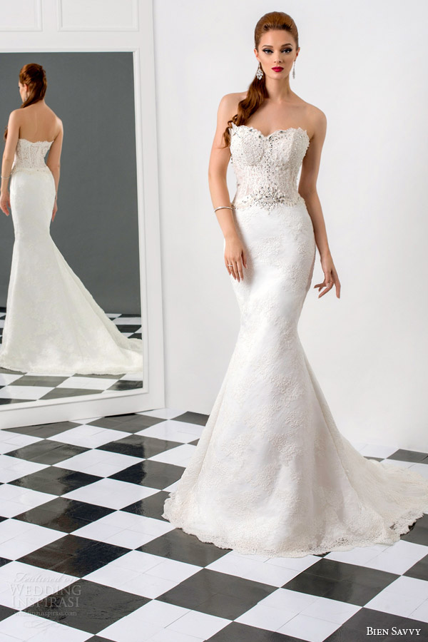 bien savvy 2015 bridal tina strapless mermaid wedding dress crystal bodice