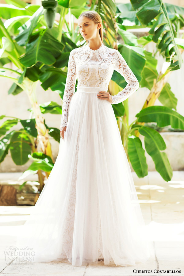 christos costarellos 2015 bridal br15 10 long sleeve lace wedding dress overlay skirt
