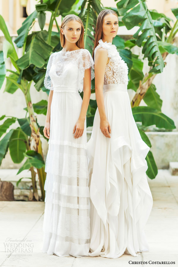 christos costarellos bridal 2015 br15 04 lace flutter sleeve gown br15 03 sleeveless wedding dress