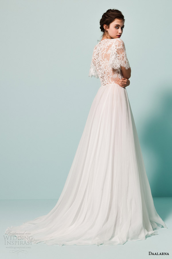 daalarna bridal 2015 pearl collection wedding dress romantic lace sleeve top back view daalarna bridal 2015 pearl collection wedding dress romantic lace sleeve top back view