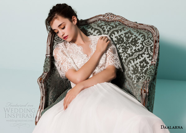 daalarna bridal 2015 pearl collection wedding dress romantic lace sleeve top