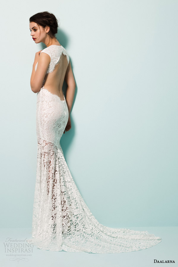 daalarna bridal 2015 pearl lace mermaid wedding dress high neckline slit cap sleeves keyhole back daalarna bridal 2015 pearl lace mermaid wedding dress high neckline slit cap sleeves keyhole back