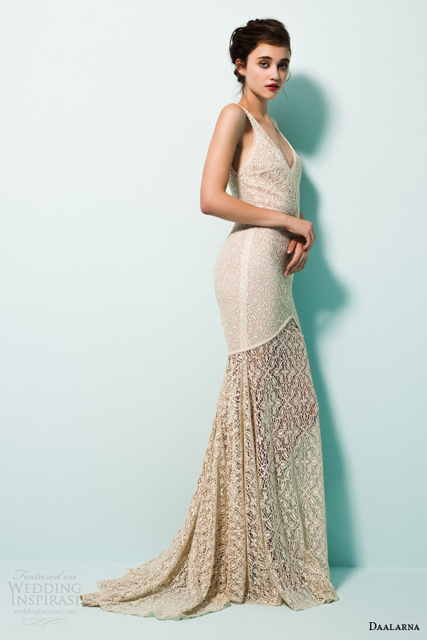 daalarna bridal 2015 pearl sleeveless mermaid wedidng dress