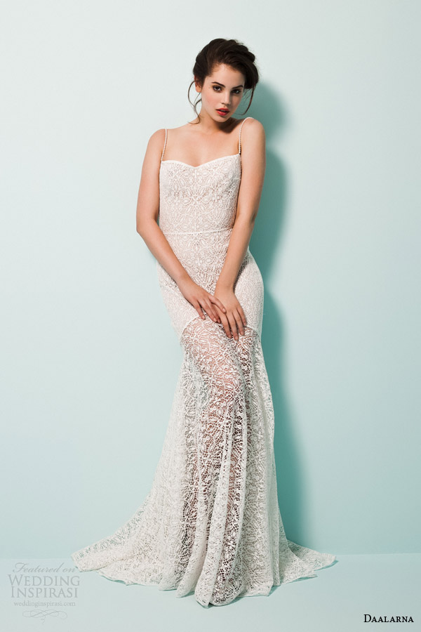 daalarna bridal 2015 pearl strap sheath lace wedding dress