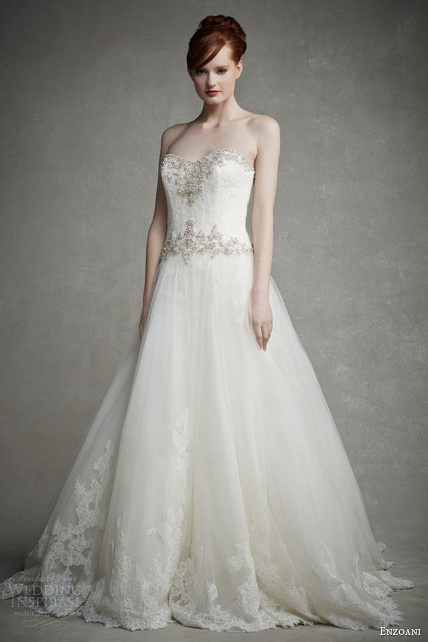 enzoani bridal 2015 jeanette strapless a line wedding dress beaded embroidery sweetheart bodice