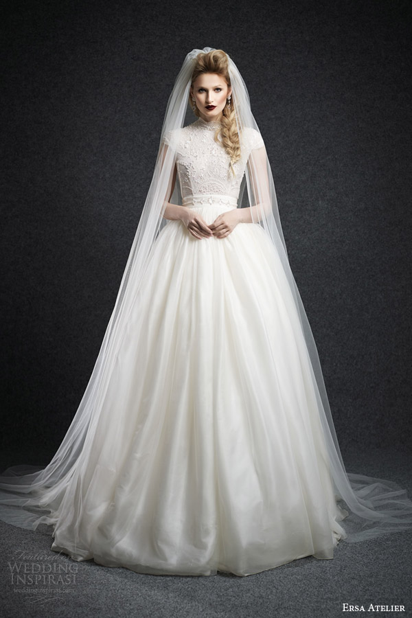 ersa atelier bridal fall 2015 sibyla cap sleeve ball gown wedding dress