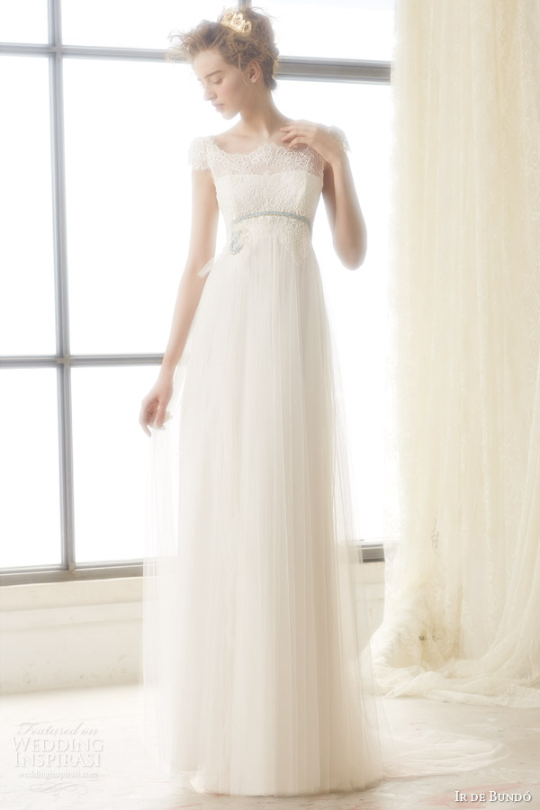 ir de bundo bridal 2015 londres illusion cap sleeve wedding dress empire waist line