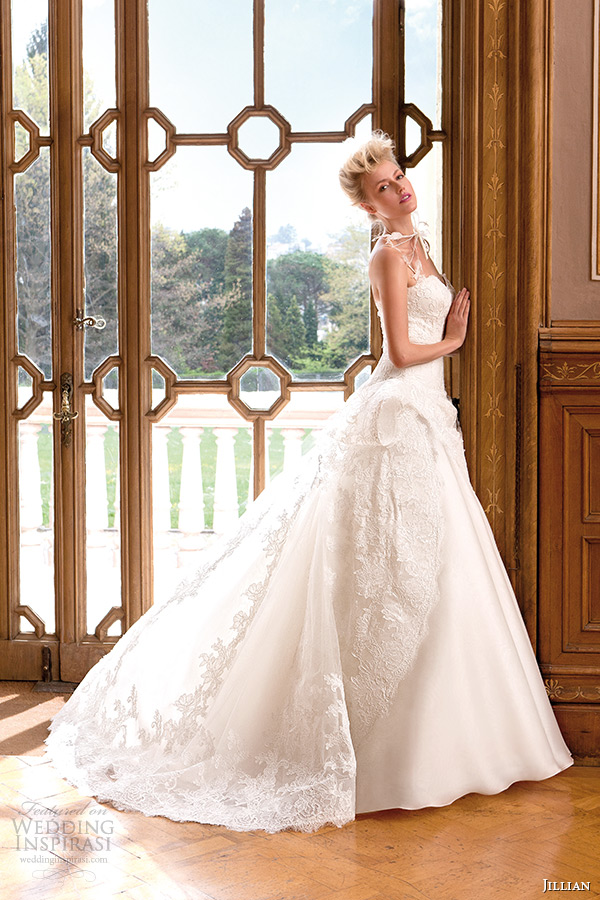 jillian 2015 wedding dress spagetti strap sweetheart neckline lace ball gown side view