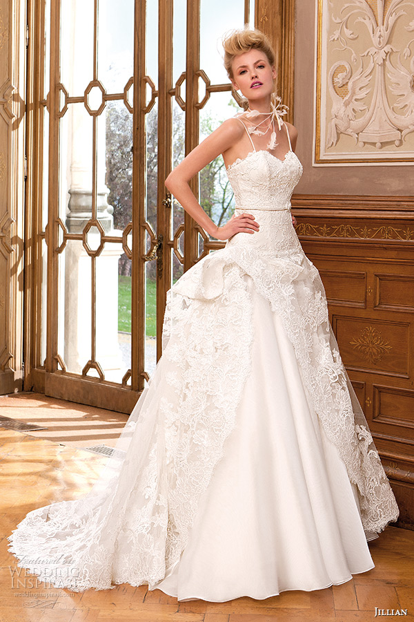 jillian 2015 wedding dress spagetti strap sweetheart neckline lace ball gown