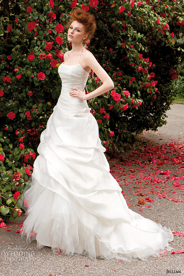 jillian 2015 wedding dresses spagetti halter neck gathered a line bridal gown