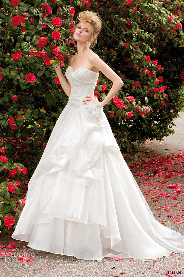 jillian 2015 wedding dresses strapless sweetheart neckline gathered a line bridal gown