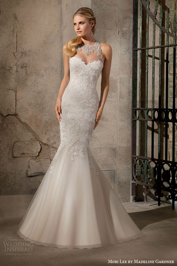 mori lee by madeline gardner bridal fall 2015 sleeveless mermaid wedding dress crystal beaded neckline embroidered appliques style 2723