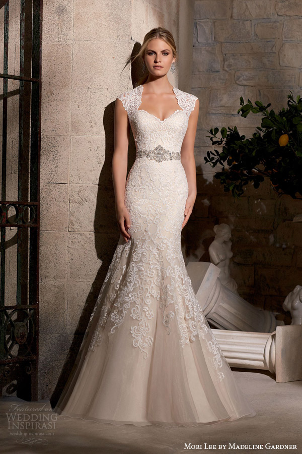 mori lee by madeline gardner fall 2015 embroidered trumpet mermaid sheath queen anne neckline diamante beading style 2719