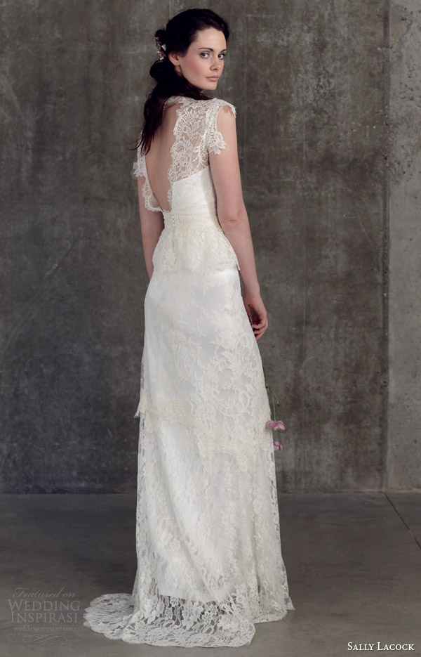 sally lacock 2014 bridal separates collection verbena lace cap sleeve blouse cicely lace skirt side back view
