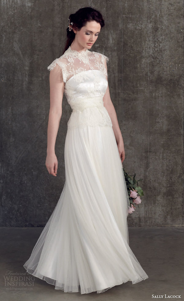 sally lacock 2014 bridal separates wedding dress rosemary skirt verbena cap sleeve lace top high neck