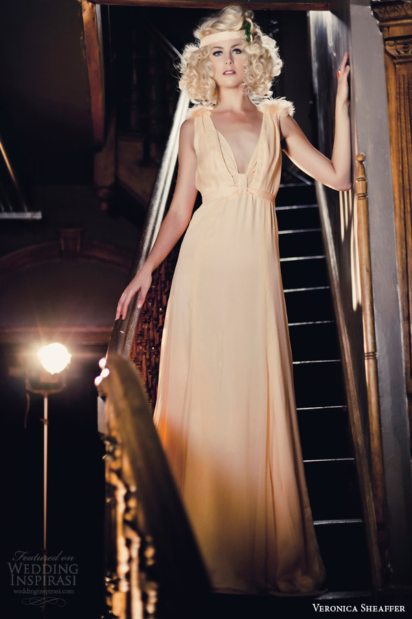 veronica sheaffer bridal fall 2015 dahlia sleeveless v neck custom gown showcase