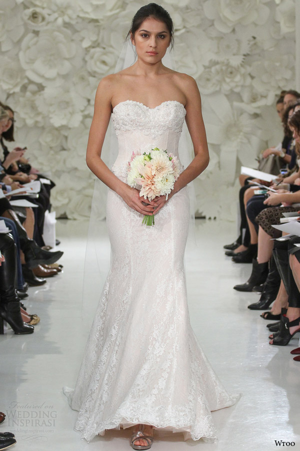 wtoo watters bridal spring 2015 isadora strapless blush wedding dress beaded lace