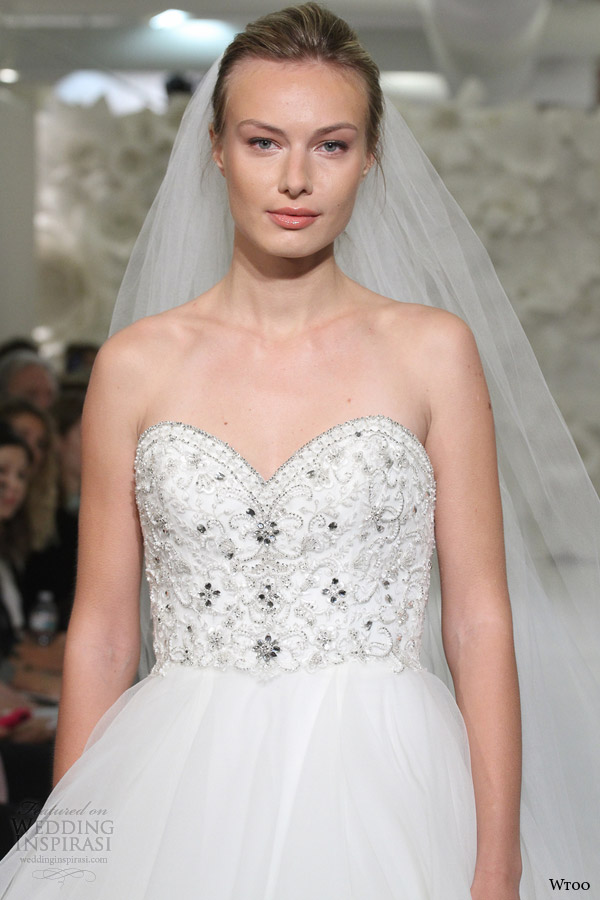 wtoo watters spring 2015 harper wedding dress strapless sweetheart swarovski bodice layered ball gown skirt close up