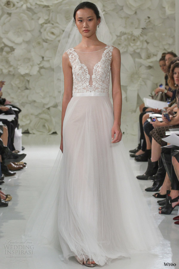 wtoo watters spring 2015 marine sleeveles illusion bodice wedding dress