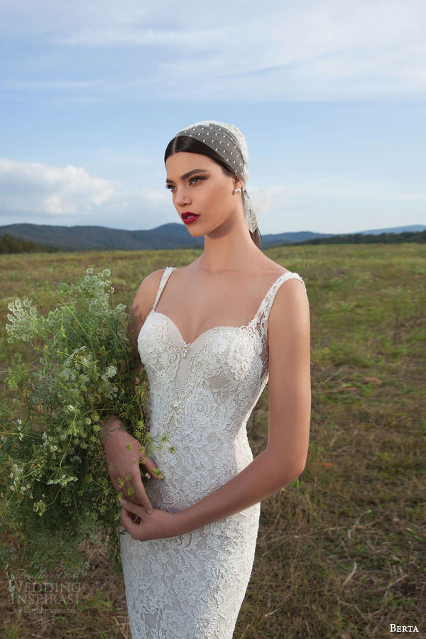 berta bridal 2015 sleeveless sheath wedding dress lace straps close up view berta bridal 2015 sleeveless sheath wedding dress lace straps close up view