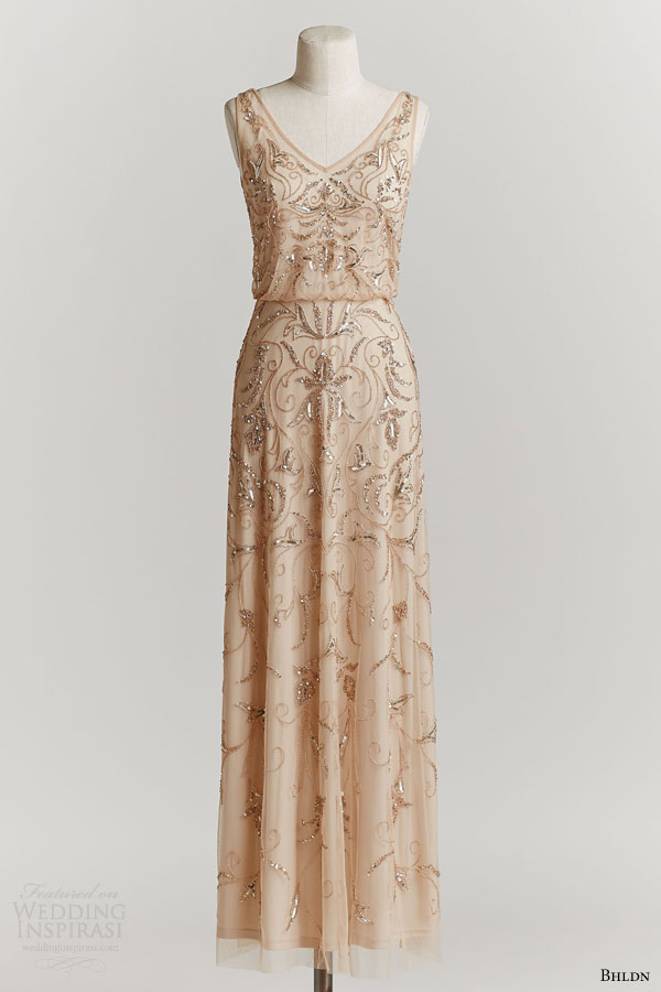 bhldn spring 2015 ascott sleeveless wedding dress beaded blouson bodice v neckline