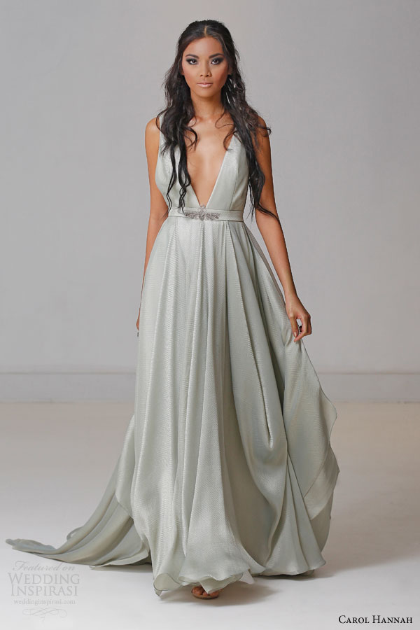 carol hannah bridal 2015 alchemist azurite sleeveless colored wedding dress