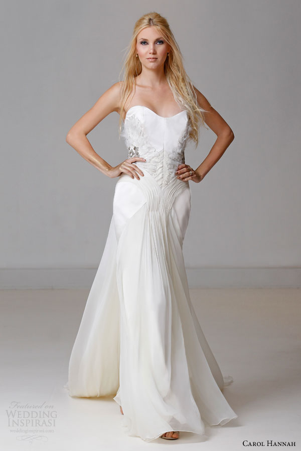 carol hannah bridal 2015 alchemist lazuli strapless fit flare silk satin chiffon wedding dress geode sunburst pleating