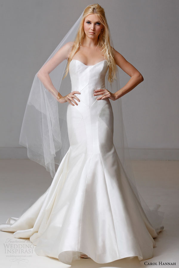 carol hannah bridal fall 2015 alchemist tourmaline strapless seamed silk cotton mikado mermaid wedding drss