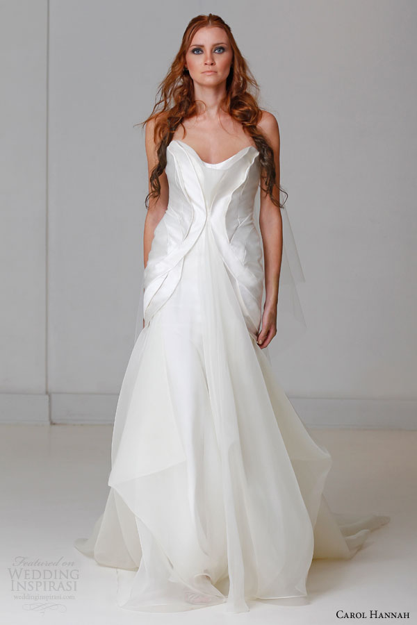 carol hannah bridal spring 2015 alchemist opalite seamed silk cotton mikado and organza fit flare  wedding dress