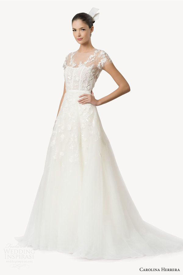 carolina herrera bridal fall 2015 wedding dress dagma illusion neckline