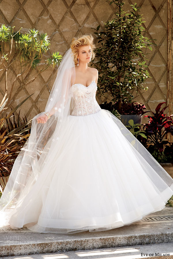 eve of milady 2015 wedding dress style 1531 strapless ball gown sweetheart neckline