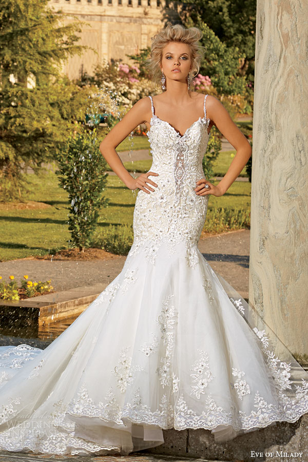 eve of milady fall 2014 2015 intricate mermaid wedding dress straps style 1539