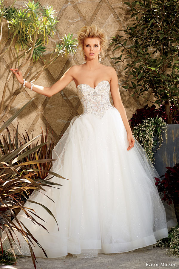 eve of milady fall 2014 2015 strapless ball wedding dress embellished sweetheart bodice style 1537