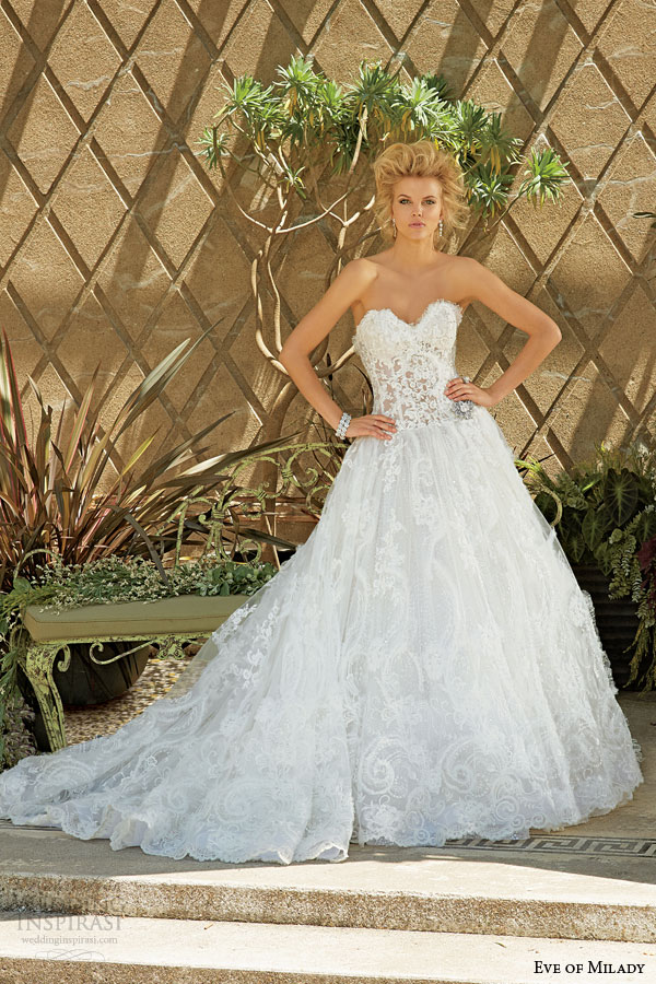 Eve of Milady 2015 strapless lace ball gown