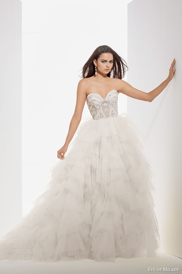 eve of milady fall 2014 2015 strapless sweetheart ball gown wedding dress embellished bodice 1545