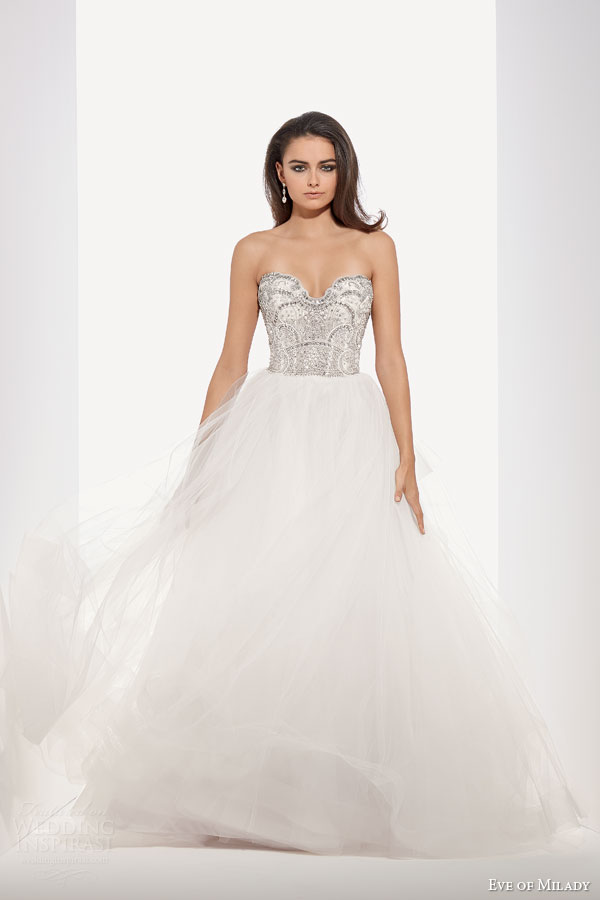eve of milady fall 2014 2015 strapless sweetheart ball gown wedding dress embellished bodice 1546