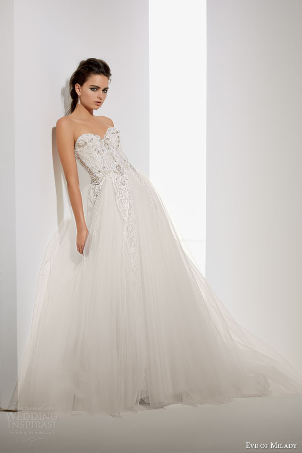 eve of milady fall 2014 2015 strapless sweetheart wedding dress embellished bodice 1543