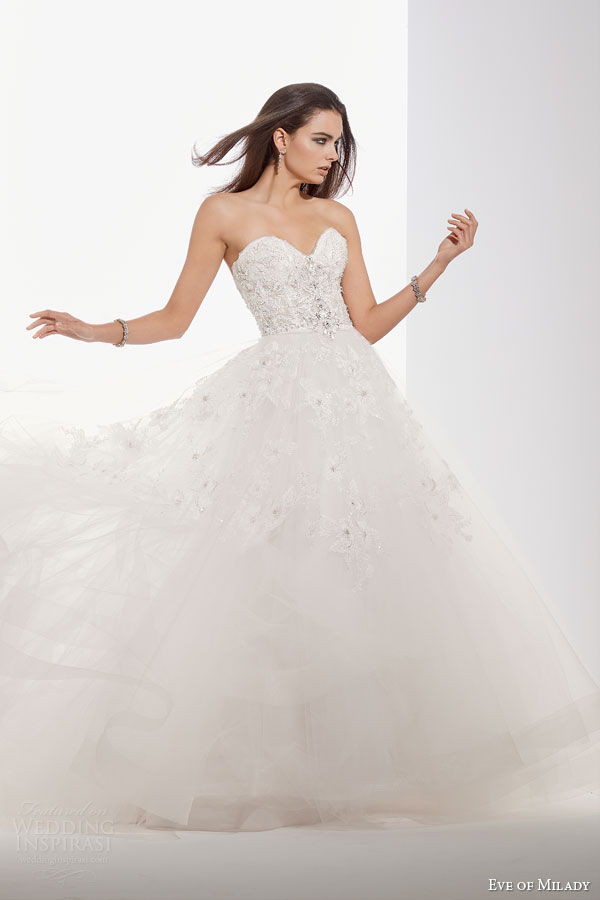 eve of milady fall 2014 2015 strapless sweetheart wedding dress embellished bodice skirt 1544